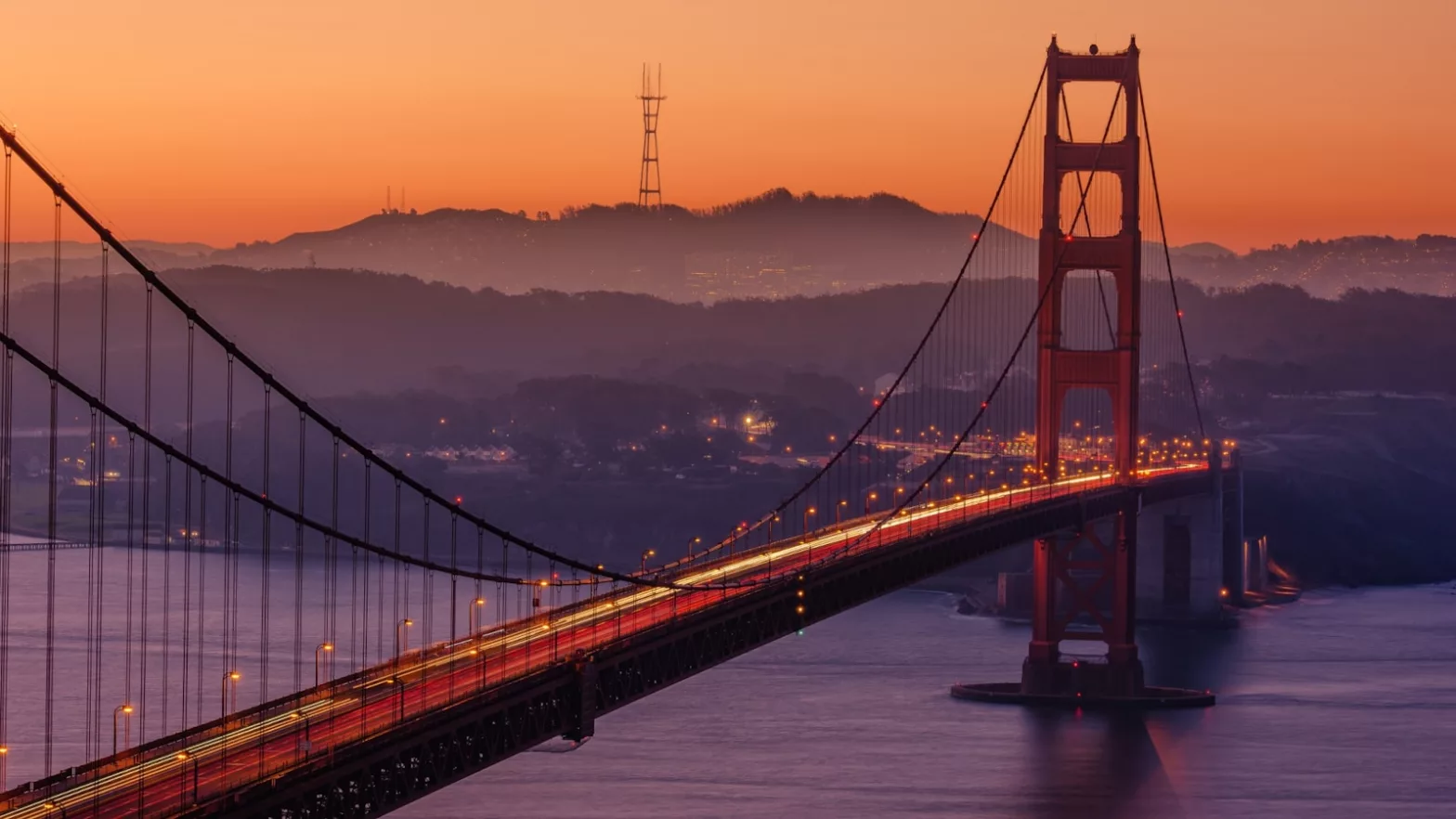 Golden Gate Bridge during sunset USA